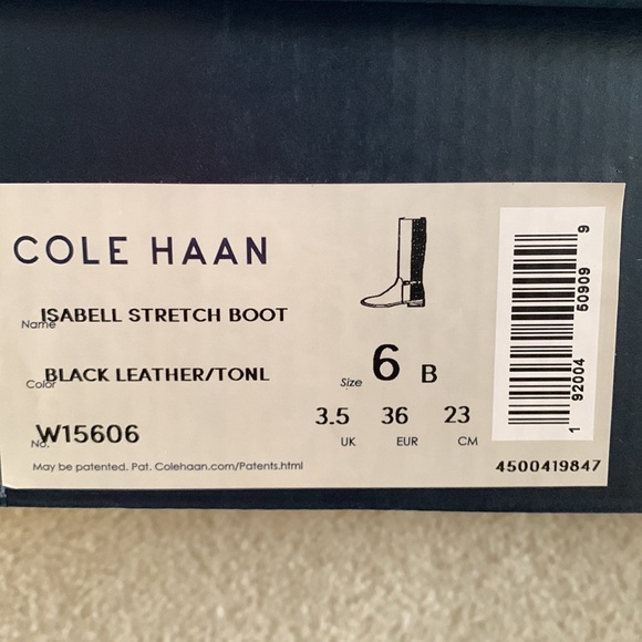 NIB COLE HAAN TALL BLACK LEATHER HEELED BOOTS - Picture 6 of 6